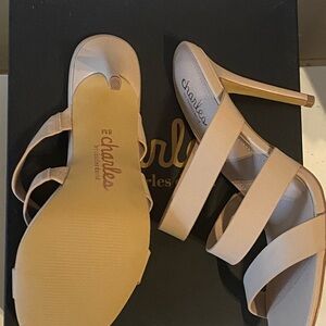NWT Charles David RIVALRY Strappy Heels Size 8 - Nude Smooth